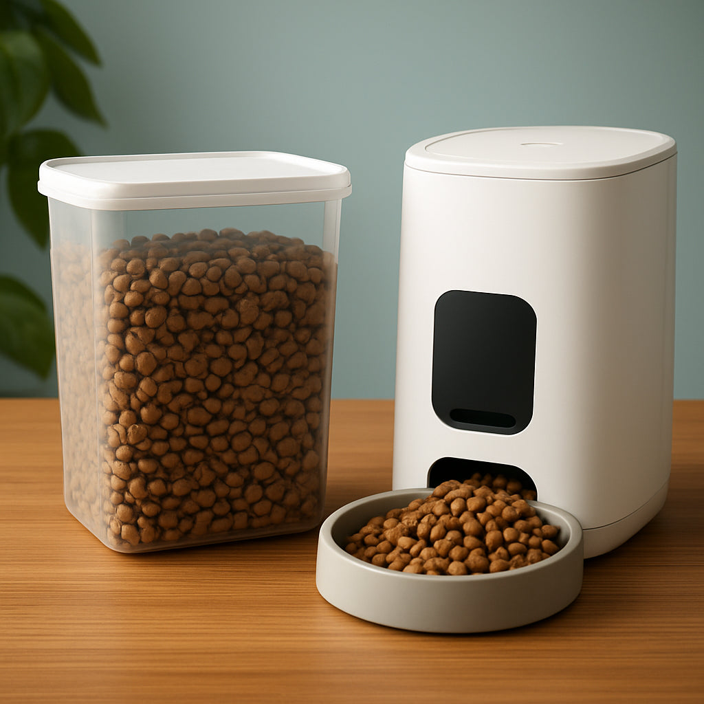 Featured image for Pet Food Storage vs Automatic Pet Feeders