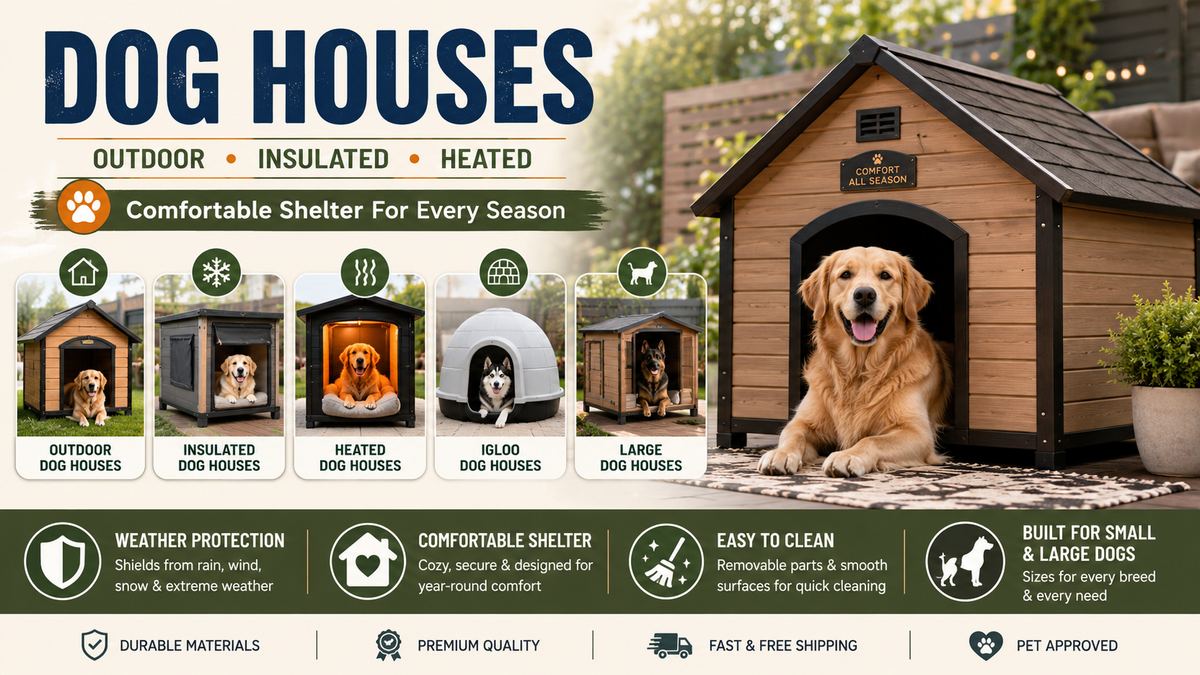 Wood versus plastic dog house comparison for outdoor shelter, weather resistance and cleaning