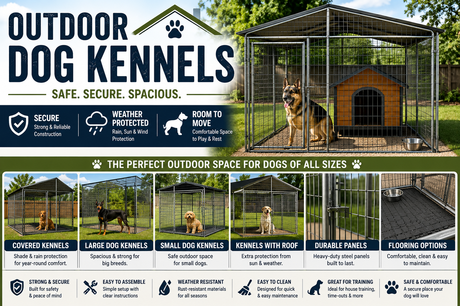 Chain-link versus welded-wire outdoor dog kennel comparison for backyard runs and secure pet enclosures