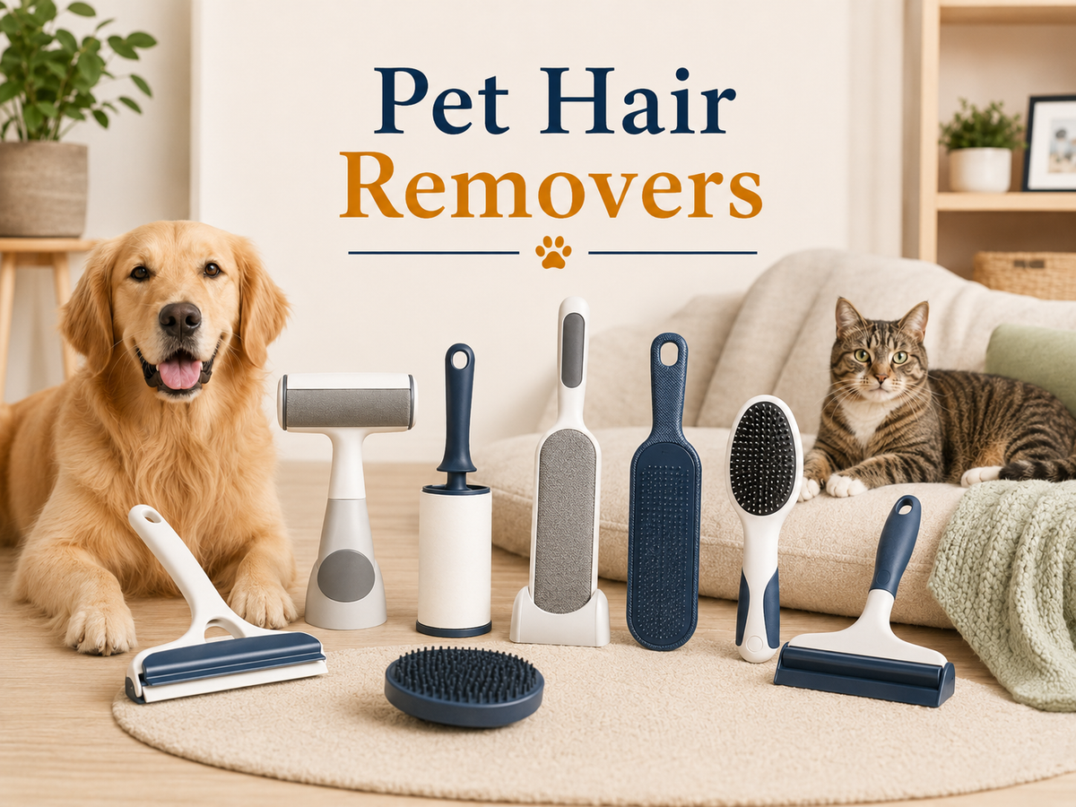Pet hair remover versus pet cleaning supplies comparison for furniture, carpets, clothing, stains and odors