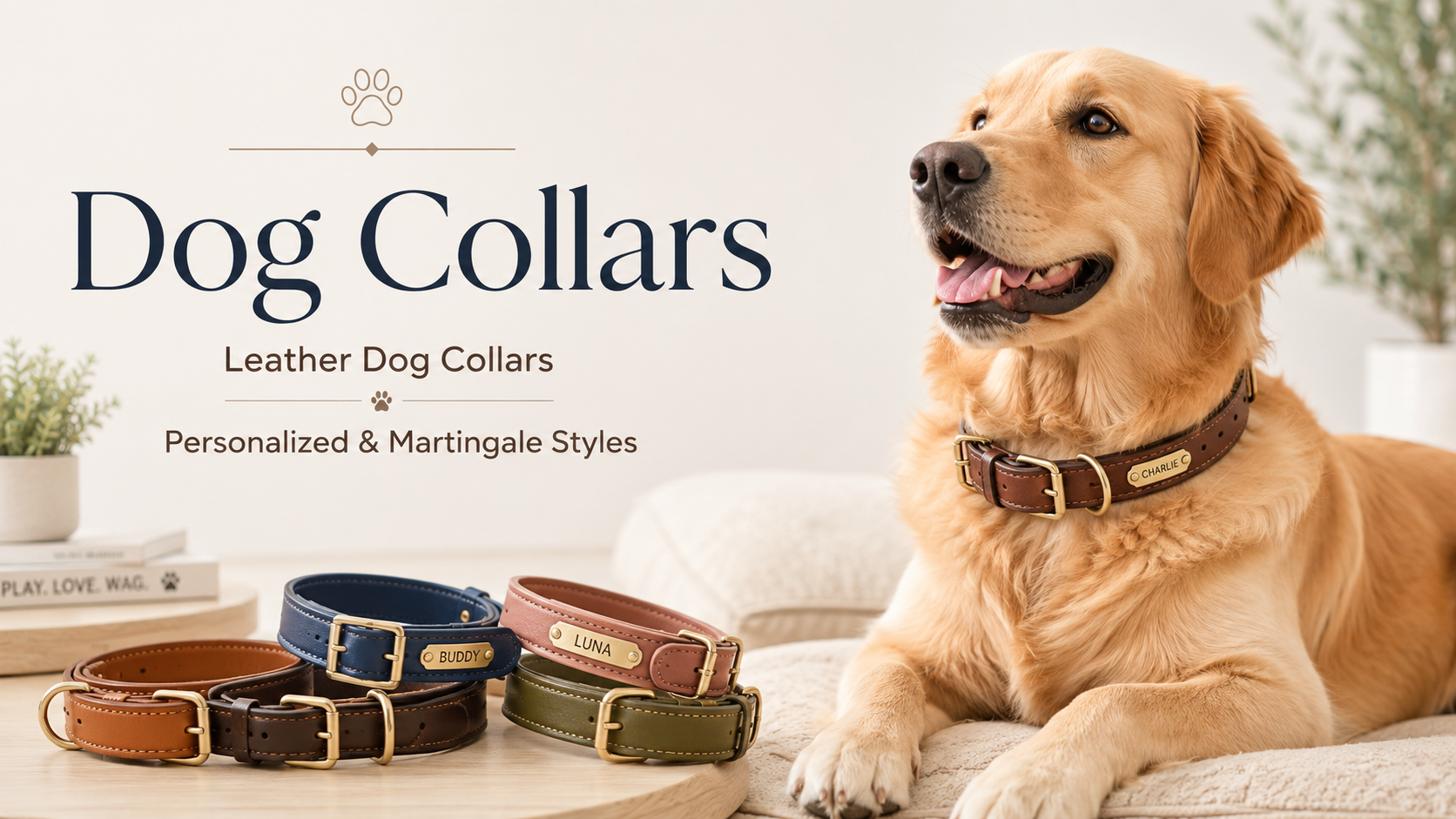 Dog collars for everyday wear, walking, training, ID tags, and pet safety