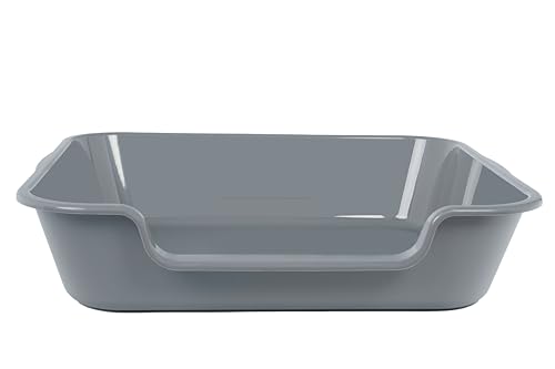 Ying Tutu 1 Pack of Extra Large Cat Litter Box (ABS Material), Low Entry Senior Litter Pen for Geriatric Kitty Big Cats, Jumbo Pet Safe Litter Boxes Tray for Indoor Pets Potty (Gray, 24" L x 20" W)