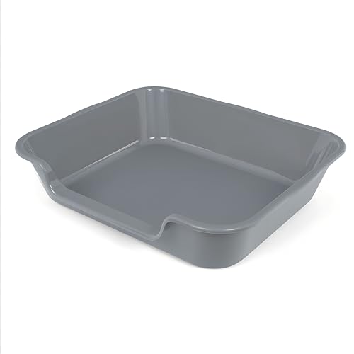 Ying Tutu 1 Pack of Extra Large Cat Litter Box (ABS Material), Low Entry Senior Litter Pen for Geriatric Kitty Big Cats, Jumbo Pet Safe Litter Boxes Tray for Indoor Pets Potty (Gray, 24" L x 20" W)