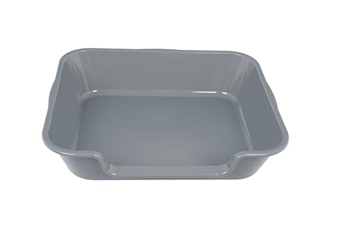 Ying Tutu 1 Pack of Extra Large Cat Litter Box (ABS Material), Low Entry Senior Litter Pen for Geriatric Kitty Big Cats, Jumbo Pet Safe Litter Boxes Tray for Indoor Pets Potty (Gray, 24" L x 20" W)