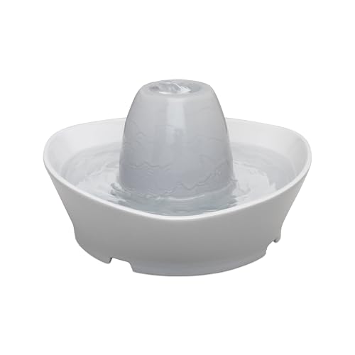 PetSafe Ceramic Pet Fountain – for Cats and Small Dogs – 60 Oz Water Capacity – Whisper-Quiet Water Flow – Great for Shy or Timid Pets – Fresh, Filtered Water