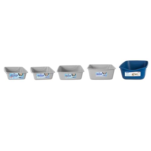 Petmate Basic Open Cat Litter Pan, Multidirectional Easy to Clean Plastic Litter Box, Gray, Made in USA, 14.5" x 10.5" x 3.5", Small Recommended for Kittens and Small Cats