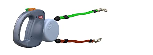 Wigzi - 2025 Edition - 2 Dog Retractable Leash – Featuring Our Incredible Silicone Gel Handle - No Tangle Engineering. Each Dog 50 lb up to 10 ft Distance. Lock and Unlock Easily. Reflective Webbing.