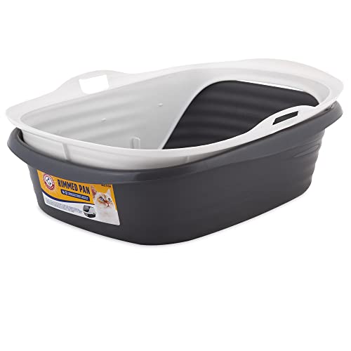 Arm & Hammer Rimmed Cat Litter Box with High Sides and Microban, Made in USA