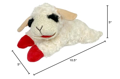 Multipet Lamb Chop Dog Plush Toy - Squeaky Toy for Small & Medium Dogs - Extra Soft Plush - Stuffed Animal for Cuddling & Playing (10", Cream, 5 Squeakers)
