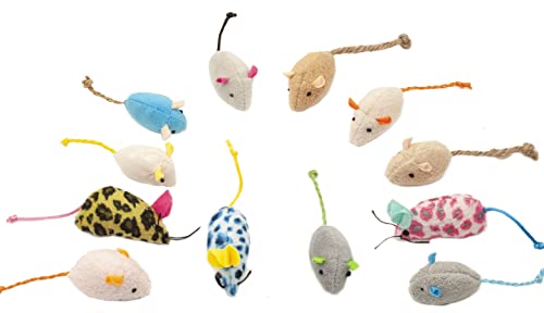 Fashion's Talk Mouse Cat Toys Soft Plush Catnip Mice Assorted Style Variety Pack 32 Count