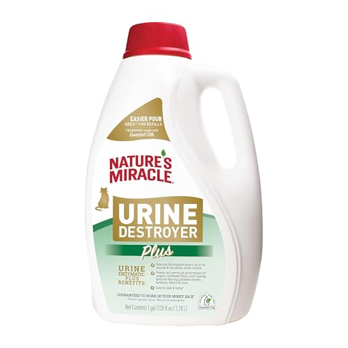 Nature’s Miracle Urine Destroyer Plus for Cats, Enzymatic Formula Tough on Strong Cat Urine And The Yellow Sticky Residue, 1 Gal