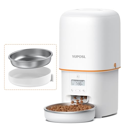 Automatic Cat Feeder - 4L Timed Auto Pet Feeder for Cat and Dog with Dry Food Dispenser, 180-day Battery Life, 1-6 Meals Per Day, 1-16 Portion, Desiccant Bag Keeps Food Fresh