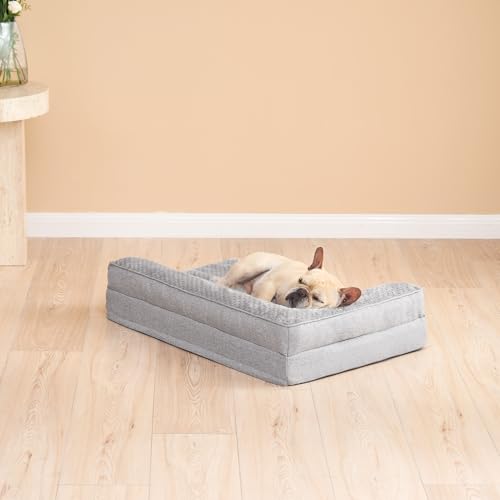 EHEYCIGA Orthopedic Dog Bed Medium Size Dogs, Memory Foam Dog Bed with Washable Removable Cover, Waterproof Pet Sofa Couch for Crate with Nonskid Bottom, 30x20x6, Grey