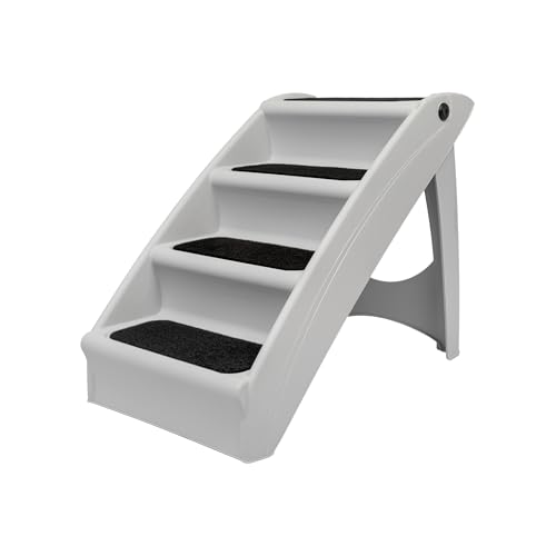 PetSafe CozyUp Folding Dog Stairs, Portable Indoor/Outdoor Pet Steps for Bed, Couch & Car, Grey, 20 Inch