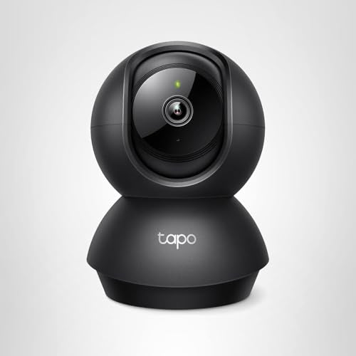 Tapo 1080P Indoor Pan/Tilt Wired Security Camera - Works as a Baby & Pet Monitor, Motion Detection, 2-Way Audio, Siren, Night Vision, Subscription-Free Local Storage or Optional Cloud, Black, C201