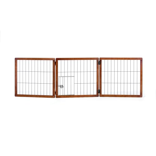 Carlson 22"-62" Super Wide Dog Gate with Small Pet Door, Premium Wooden 3-Panel Pet Gate for Doorways & Hallways