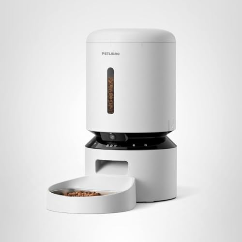 PETLIBRO Automatic Cat Feeder with Camera, 1080P HD & Night Vision, 5GHz/2.4GHz WiFi & Cam Smart Pet Feeder with App Control, 2-Way Audio, Motion Alerts for Cats & Dogs, Stainless Steel Single Tray