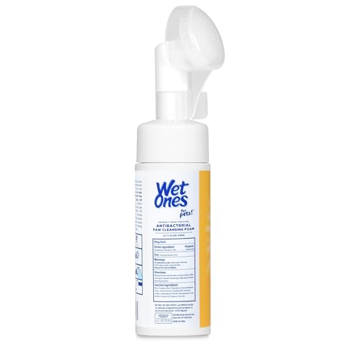 Wet Ones for Pets Antibacterial Dog Paw Cleaner with Built-in Scrubber Brush, Tropical Splash Scent - Foaming Cleanser for Dog Paws - Paw Washer & Grooming Care, 5 Ounce