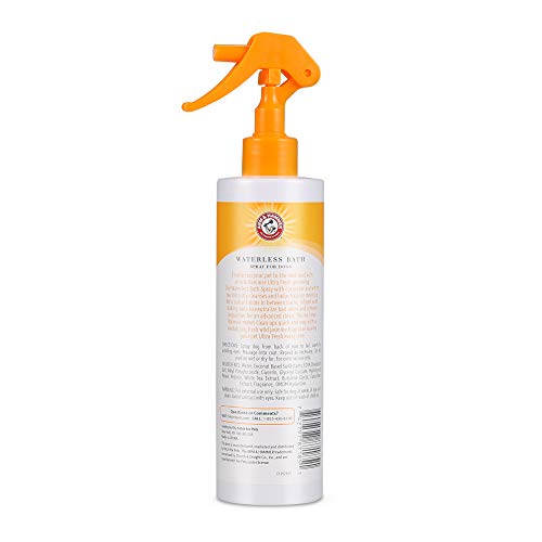 Arm & Hammer Ultra Fresh Waterless Dog Bath Spray, Baking Soda Deodorizer No-Rinse Dry Dog Shampoo for Between-Bath Odor Control and Coat Freshening, White Jasmine Scent, 10 Fl Oz