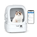 Mintakawa Automatic Cat Litter Box Self Cleaning - APP Control and Weight Monitoring - Ultra-Quiet, Suitable for Medium Cats and Kittens, Safe Anti-Pinch Litter Box (Assembly Required) - White