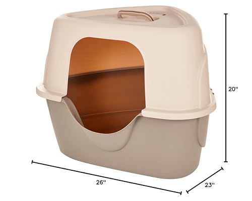 Amazon Basics Cat Litter Box with Lid, No-Mess, Spacious Enclosed Design with Odor Control, Easy Access, Stain Resistant, 26" x 23" x 20", Charcoal
