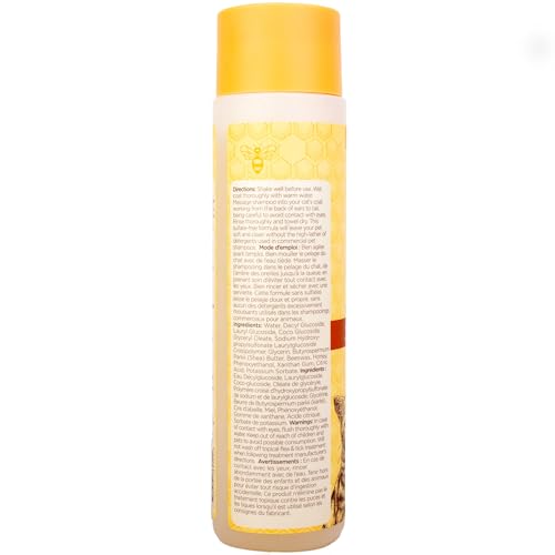 Burt's Bees for Pets Hypoallergenic Cat Shampoo with Shea Butter and Honey, Gentle Formula for Indoor Cats with Dry or Sensitive Skin, pH Balanced, Fragrance-Free, 10 Fl Oz