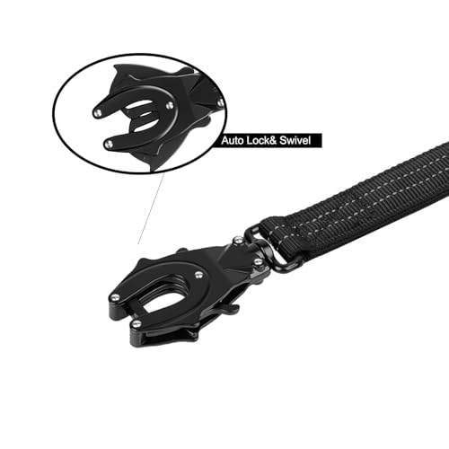 ICEFANG Tactical Dog Leash,K9 Training Walking Bungee Lead with 2 Control Handle,Heavy Duty Quick Release Metal Clasp,Hands Free D-Ring for Medium Large Dogs (4ft,Reflective Black)