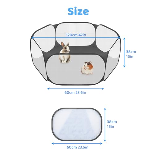 Amakunft Small Animal Playpen, Pop-Up Portable Play Yard for Guinea Pigs, Rabbits, Hamsters, Hedgehogs, Foldable Exercise Fence with Breathable Mesh for Indoor Outdoor Use