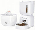 Automatic Cat Feeder and Water Fountain Set - 3L Food Dispenser with Locking Lid, Plug-in/Battery Powered, Programmable Portion Control, up to 4 Meals/Day, 10s Voice Recorder - for Cats and Small Dogs