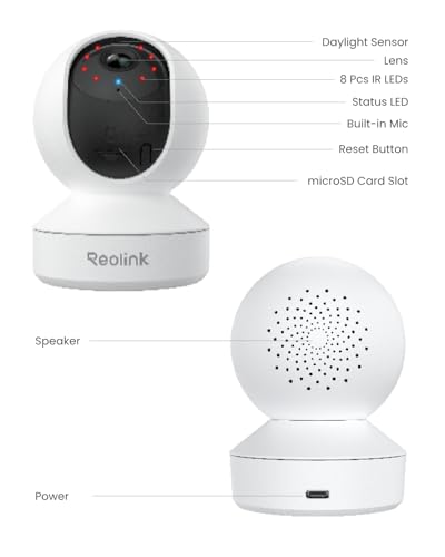 REOLINK 4MP 2K Indoor Camera E1, Plug-in Wireless WiFi 6 Security Camera, 360 Degree Pet Camera with Phone app, Baby Monitor with Person/Pet/Cry Detection, Night Vision, 2-Way Talk, Local Storage