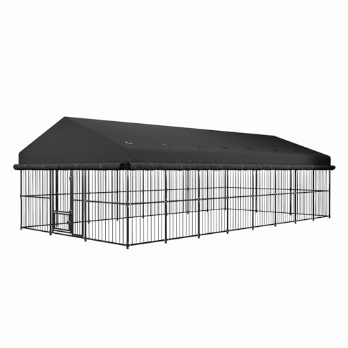 Broivira Outdoor Dog Kennel 10x20x6.5 FT, Heavy-Duty Metal Construction with Swivel Door, Fully Enclosed Waterproof Oxford Cloth Covering, Designed as a Weatherproof Shelter for Medium and Large Dogs