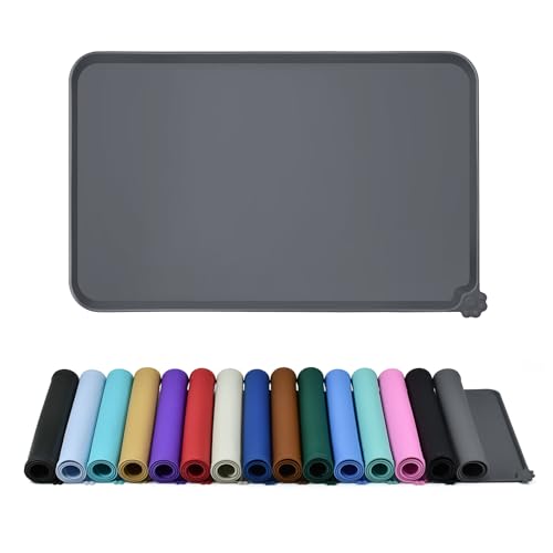 Reopet Waterproof Pet Feeding Mat, Non-Slip Silicone Placemats for Dog Cat Food and Water Bowl, High Raised Edges to Prevent Spills and Protect Floors