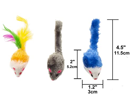 Fashion's Talk 48-Count Assorted Mice Cat Toys Furry Rattle Mouse Kitten Toy Mini Mice for Indoor Cats Interactive Play Color Varies