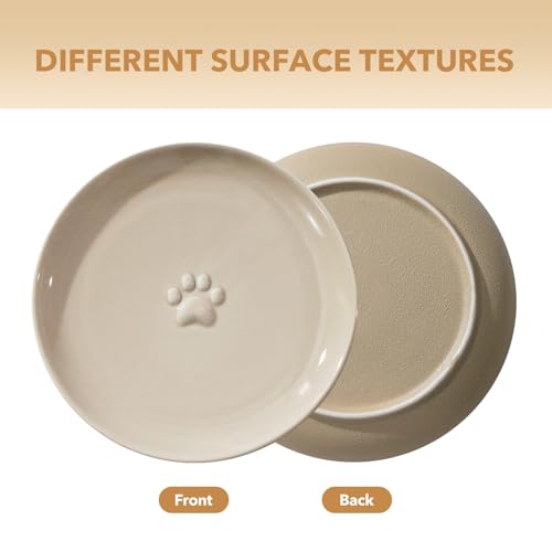 Havniva Cat Bowls Elevated 5.6” Ceramic Cat Bowl with Stand Whisker Friendly Shallow Cat Dishes, Cat Food & Water Bowl Set with Two Heights Options, Anti-Slip Raised Cat Food Bowl for Kitten