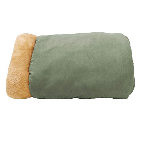 GOOPAWS 4 in 1 Self Warming Burrow Cat Bed, Pet Hideway Sleeping Cuddle Cave (Sage Green)