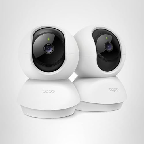 Tapo 2K Pan/Tilt Security Camera for Baby Monitor, Dog Camera w/Motion Detection, 2-Way Audio Siren, Night Vision, Cloud&SD Card Storage, Works w/Alexa & Google Assistant, 2-Pack (Tapo C210P2)
