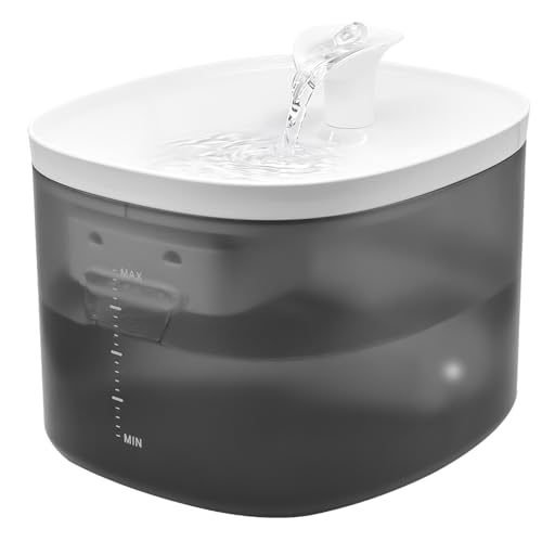 ANDOLL HOME Cat Water Fountain 105oz/3L Pet Water Fountain - Quiet Dog Water Fountain with Water Level - Flowing Water to Provide Fresh Water- No Sputter, Easy Cleaning (Snow White, 3L)