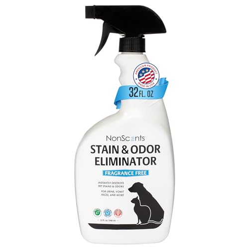 NonScents Stain & Odor Eliminator Spray for Strong Odor - 32 oz - Pet Odor Eliminator for Home - Carpet Stain Remover for Cats and Dog Pee - Cat Urine Destroyer - Carpet Cleaner Spray