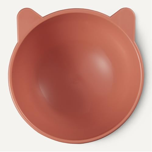 Amazon Basics Raised Cat Feeding Bowls, Cat Ear Shape, Tilted Design, Whisker-Stress Free, 5.2 x 5.2 x 4.5 in, Orange and Blue, 2-Pack
