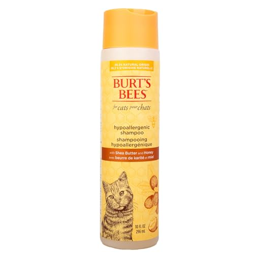 Burt's Bees for Pets Hypoallergenic Cat Shampoo with Shea Butter and Honey, Gentle Formula for Indoor Cats with Dry or Sensitive Skin, pH Balanced, Fragrance-Free, 10 Fl Oz