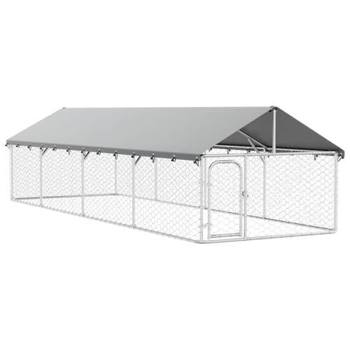 vidaXL Outdoor Dog Kennel with Roof 236.2"x78.7"x59.1"