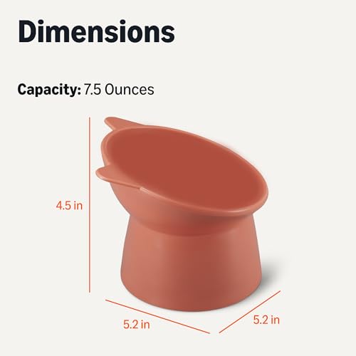 Amazon Basics Raised Cat Feeding Bowls, Cat Ear Shape, Tilted Design, Whisker-Stress Free, 5.2 x 5.2 x 4.5 in, Orange and Blue, 2-Pack