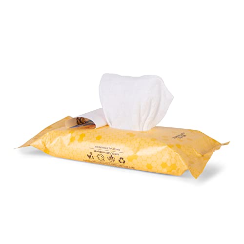 Burt's Bees for Pets Kitten Grooming Wipes with Buttermilk and Honey, Waterless Cat Bath Wipes for Face, Paws, Tail and Coat Cleaning, Gentle Bath Alternative for Indoor Felines, 50 Count