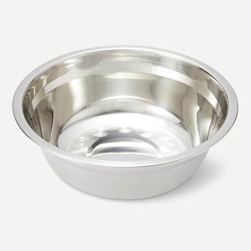 Amazon Basics Elevated Dog Bowls Stand, Height Adjustable Raised Pet Feeder Dish Station with Non-Slip Base, Stainless Steel Bowls, 17.3 x 9.4 x 12 in, Black