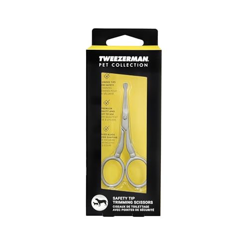 Tweezerman Pet Grooming Scissors, Stainless Steel Rounded Tip Trimming Shears for Dogs and Cats