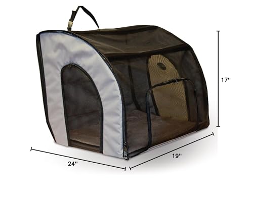 K&H Pet Products Enclosed Dog Car Seat, Travel Safety Carrier for Pets, Dog Travel Car Seat, Soft-Sided Covered Cat Carrier, Washable Pad, Multiple Entrances, Mesh Windows - Medium 24 X 19 X 17in