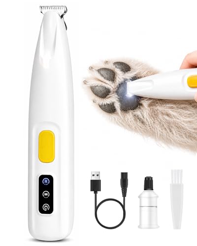 FURBONA Upgraded Dog Paw Trimmer with LED Light, 18 mm Widen Blade, 35 dB Low Noise, LED Display, Fully Waterproof, Rechargeable Clipper for Dogs Cats Trimming Paws, Eyes, Ears, Face, and Rump