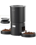 Automatic Cat Feeder 2 Cats, 4.2L Dry Food Auto Dispenser with Double Bowls,Dual Power Supply,Programmable Portion Control,10s Voice Recorder(Black,Stainless Steel Bowls) (Pure Black)