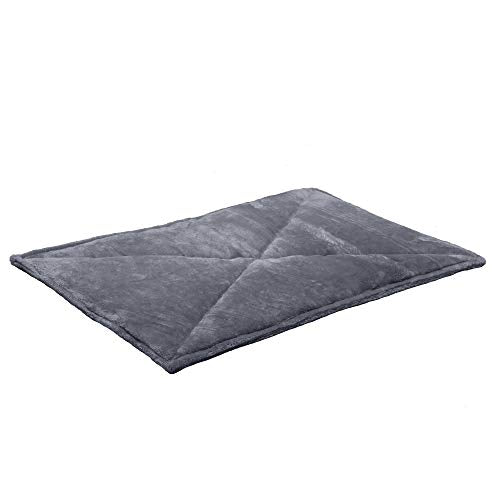 Furhaven ThermaNAP Self-Warming Cat Bed for Indoor Cats & Large/Medium Dogs, Washable & Reflects Body Heat - Quilted Faux Fur Reflective Bed Mat - Gray, Large