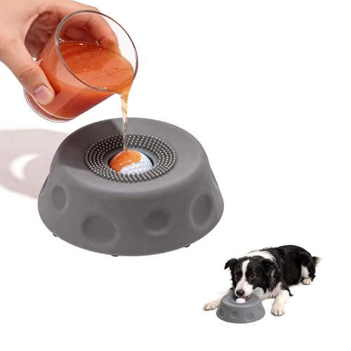 Dog Lick Bowl with Ball, Slow Feeder Lick Ball Bowl for Dogs, Dog Licking Bowl with Rolling Ball, Slow Feeder Ball Bowl to Slow Pet Eating, Rolling Ball Dog Bowl Give Pet More Time to Enjoy Eating